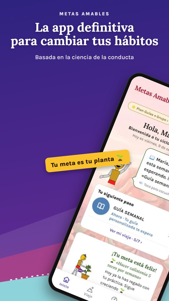 La app Metas Amables en un móvil